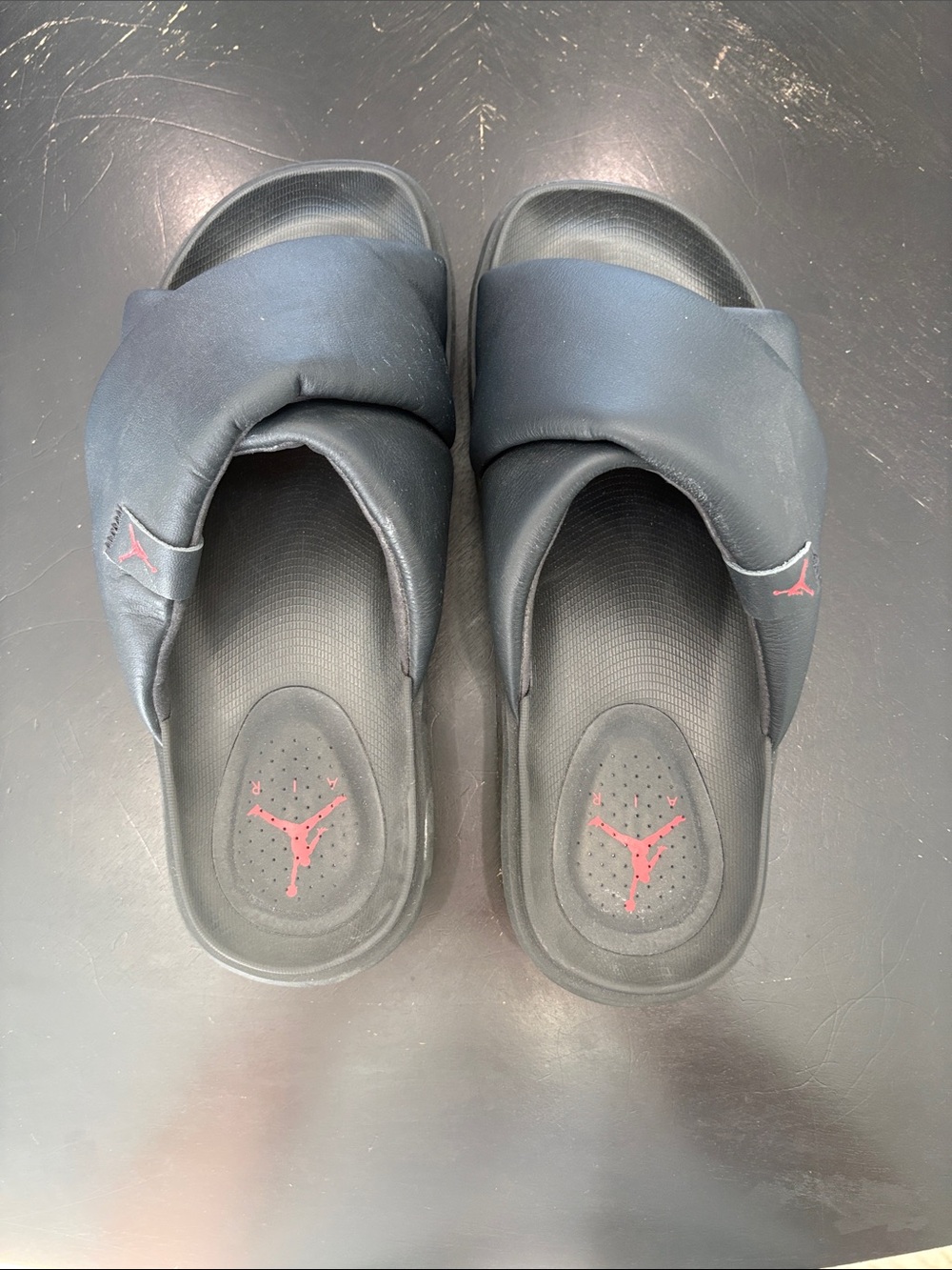 Jordan Black Slide Sandals with Red Jumpman Accents